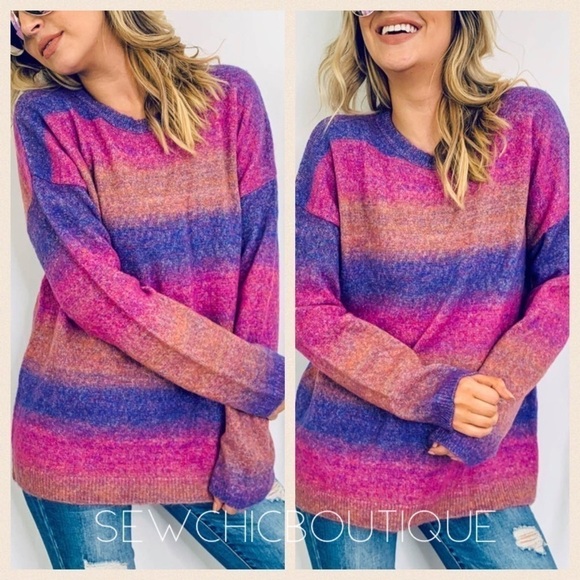 Purple Multicolor Tie Dye Sweater - Picture 4 of 7